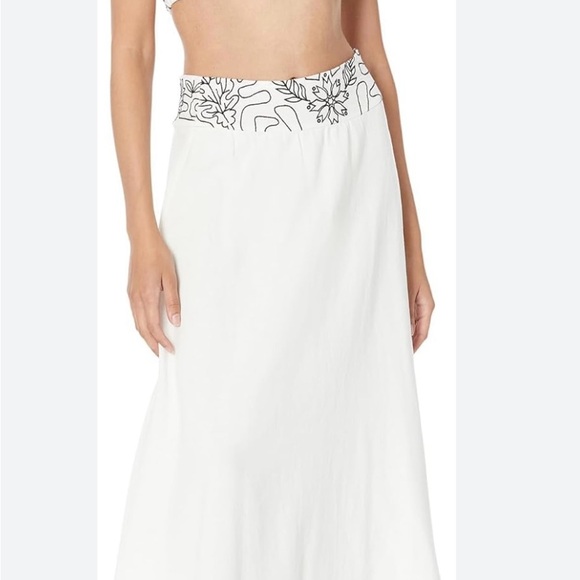 Free People Lotus Embroidered Puff Sleeve 2-Piece Maxi Dress size L White/Blk - Picture 12 of 15